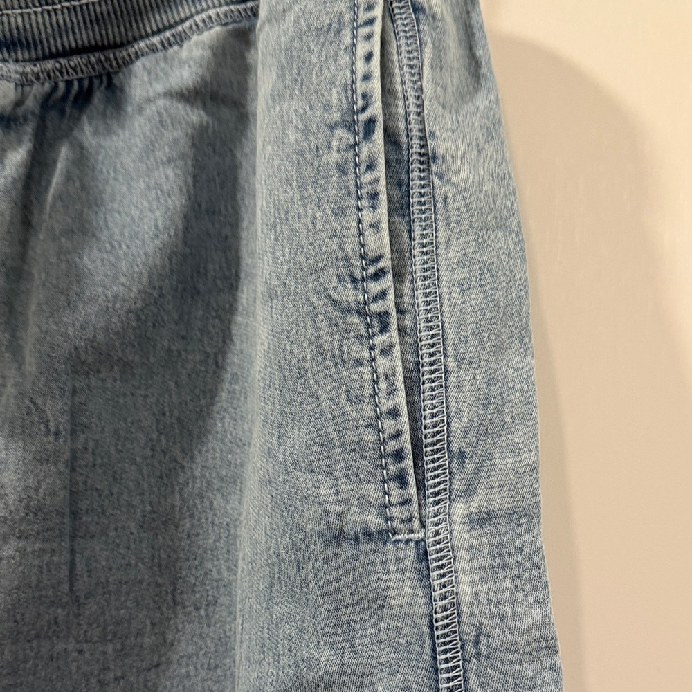 Aerie Light Blue Denim Pants with Cream Drawstring. Medium - Picture 5 of 10